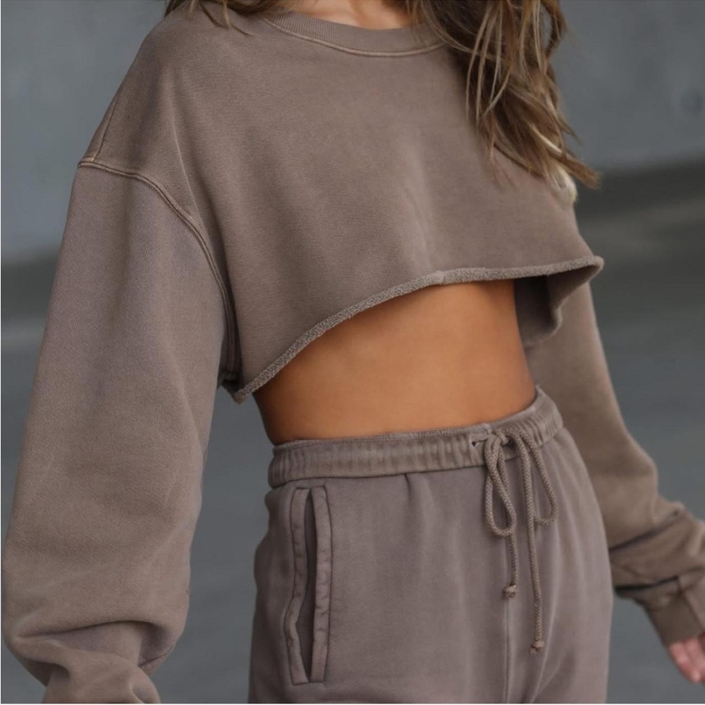 JOAH brown cropped sweatshirt